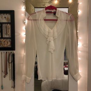 White Ruffles Blouse New York & Company